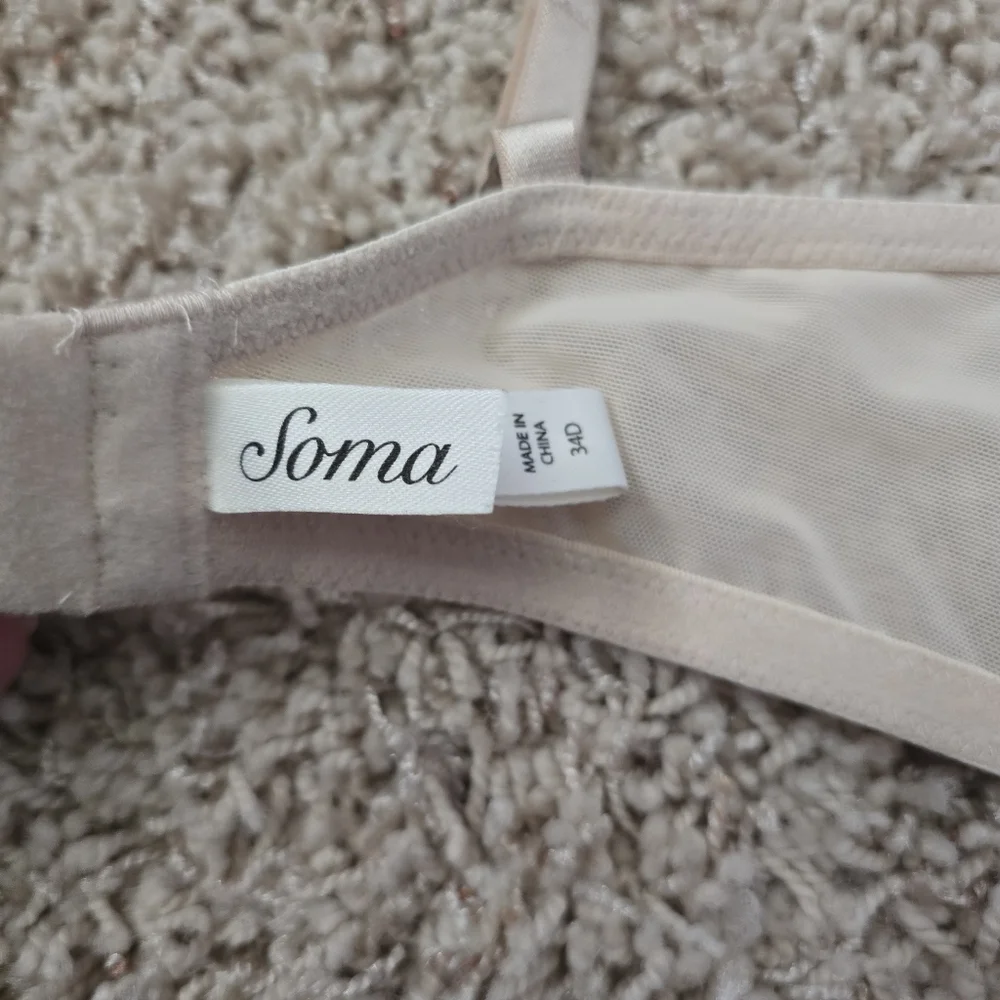 Women's Soma Delicate Lace Bra Nude Beige - 34d